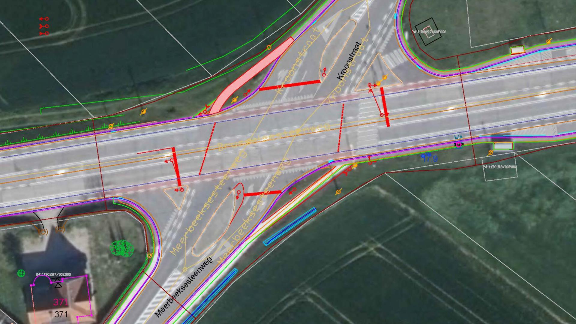 Nieuwe verkeerslichtenregeling en aanpassing kruispunt Brusselsesteenweg met Meerbeeksesteenweg en Kroonstraat