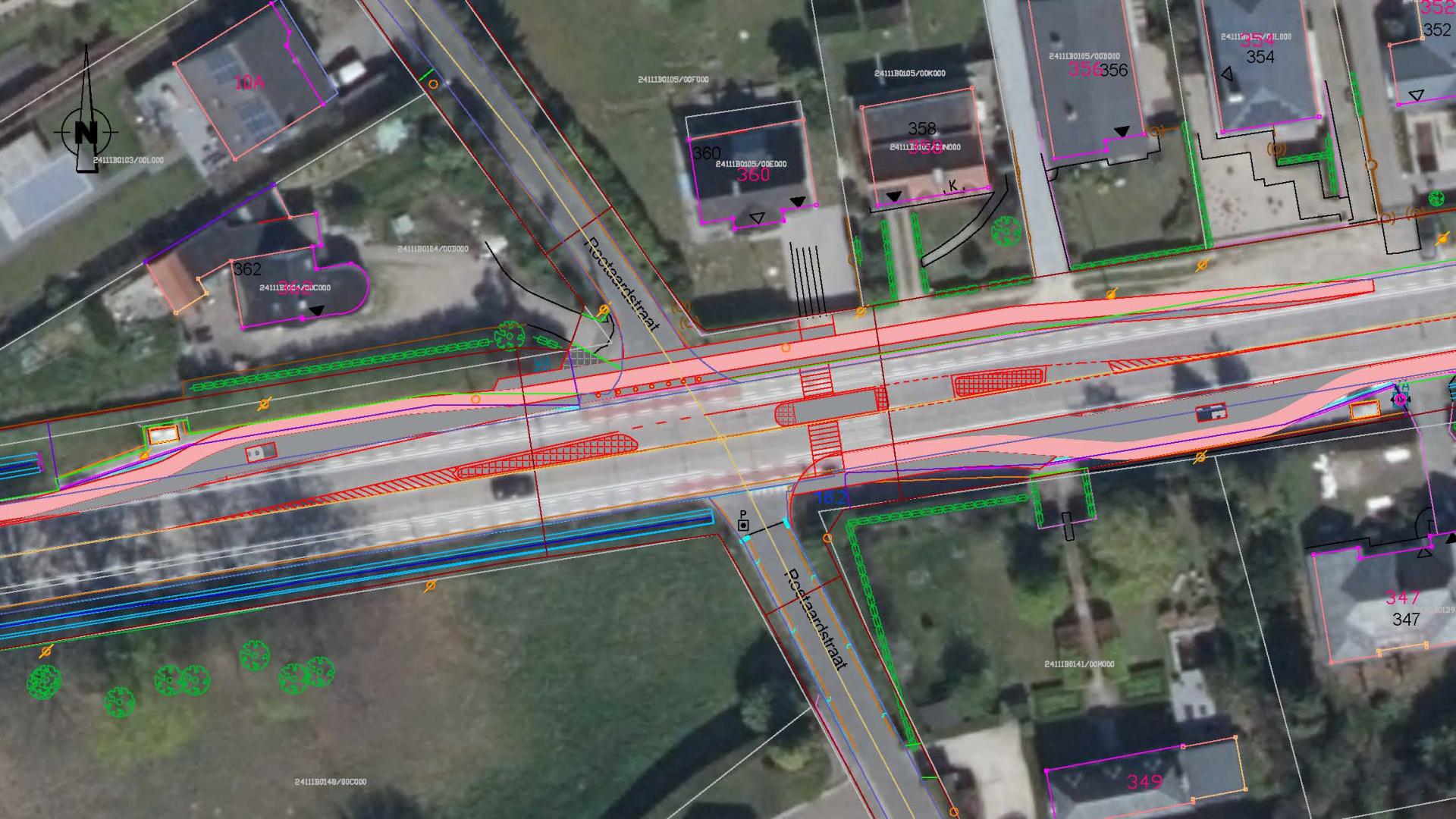 Aanpassing bushaltes en kruispunt Brusselsesteenweg met de Roetaardstraat
