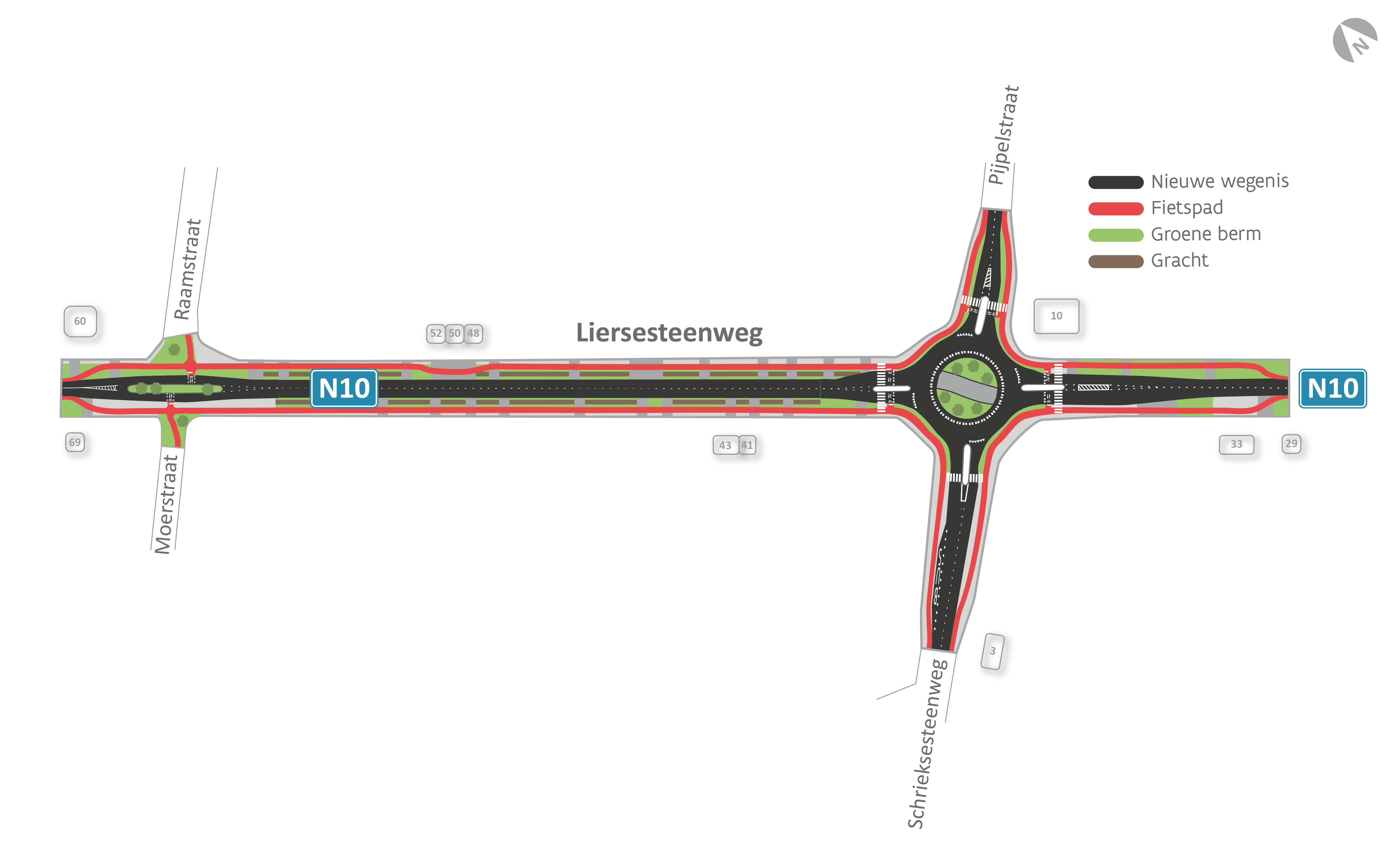 Ontwerpplan kruispunt Liersesteenweg met Schrieksesteenweg en Pijpelstraat