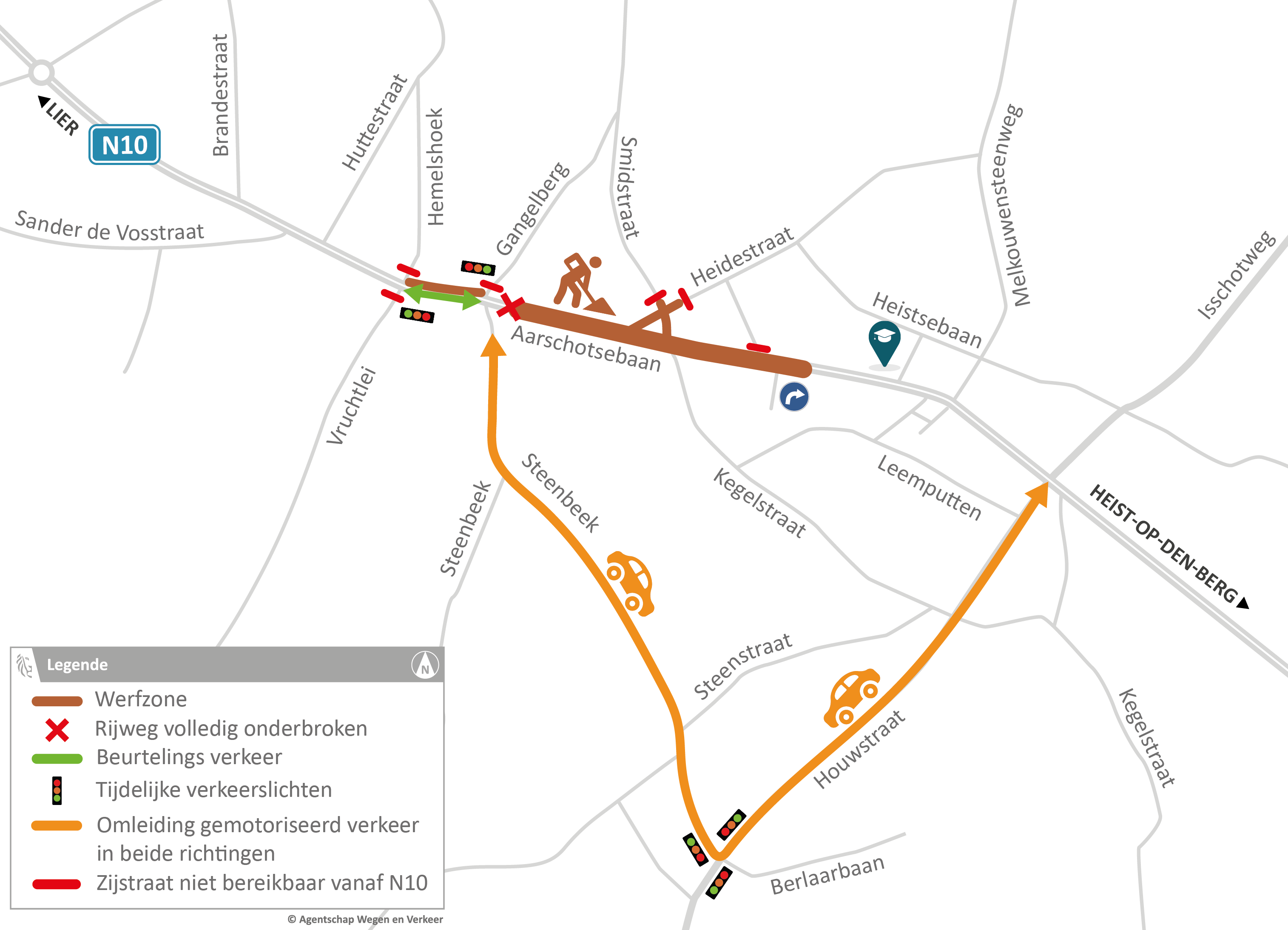 N10 Berlaar- Riolerings- en wegenwerken - Verkeerssituatie vanaf 12 februari 2024