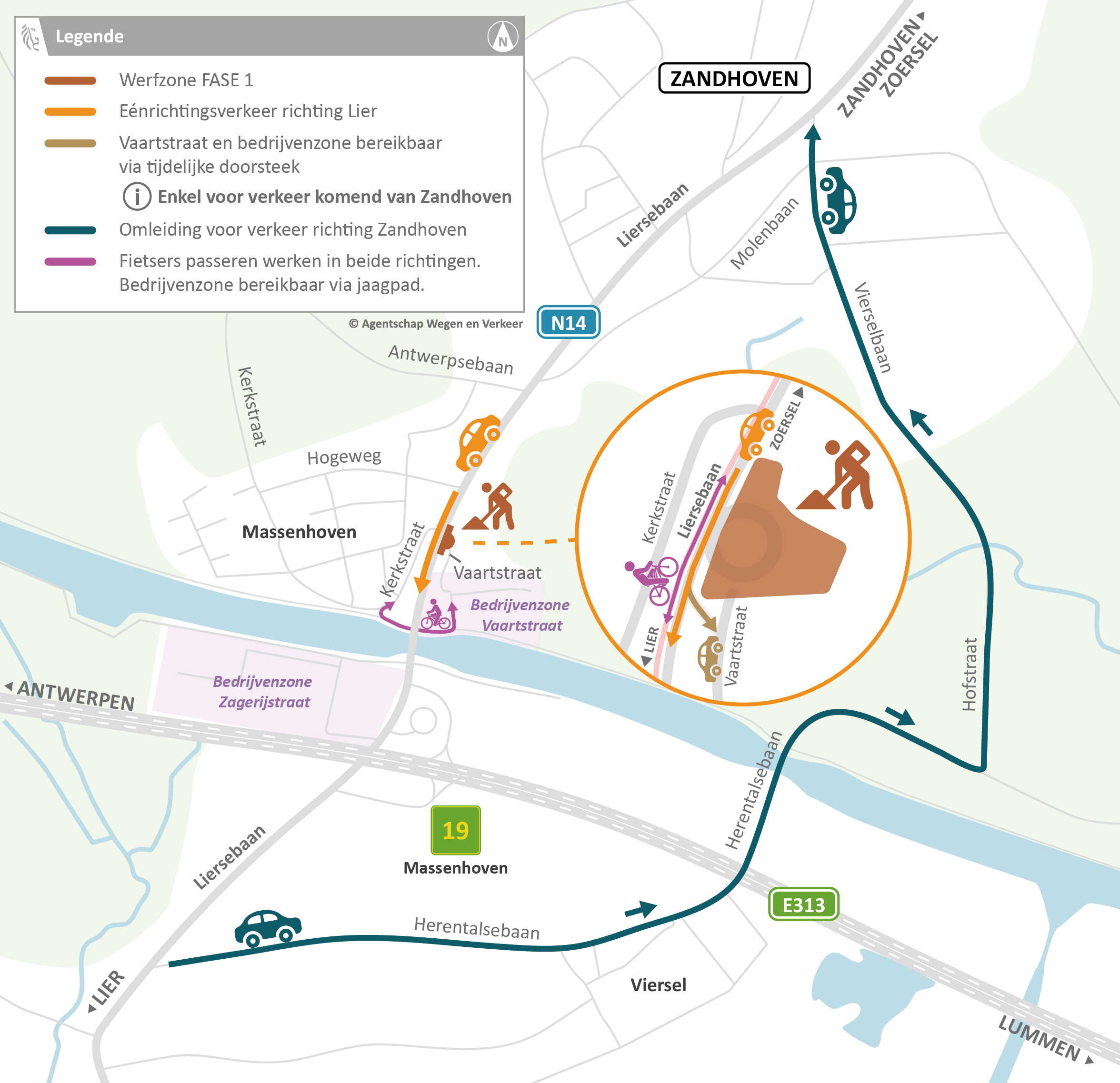 N14 Zandhoven: aanleg rotonde - verkeerssituatie vanaf 27 mei